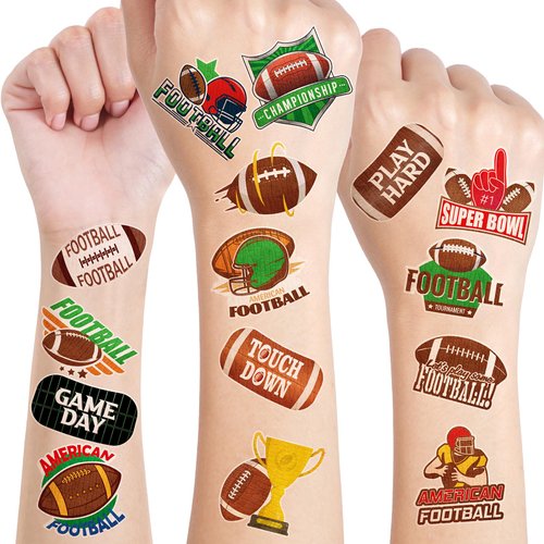 ADXCO 144 Pieces Football Tattoos Football Face Stickers Temporary Tattoos for Football Game Party Decorations Favors Supplies, 24 Designs