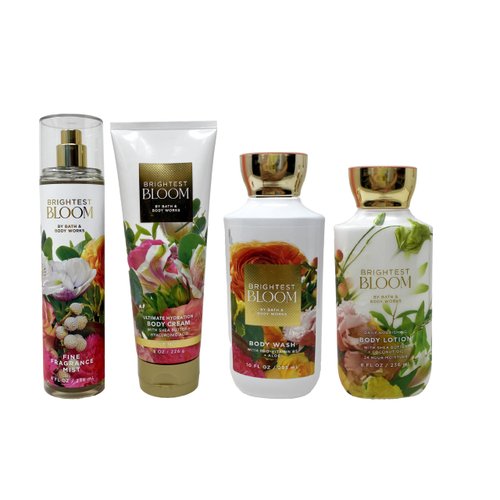 Generic Bath and Body Work Brightest Bloom - Deluxe Gift Set - Fragrance Mist, Body Cream, Body Wash and Body Lotion