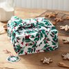 Hallmark 26" Reusable Christmas Gift Wrap (1 Fabric: Red Holly, Green Foliage, Natural Cotton) for Holiday Parties, Housewarming Gifts