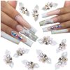 10PCS 3D Nail Charms Flower Nail Art Charms for Nail Gems and Rhinestones for Nail Pearls Crystals Design Nail Art Decorations Nail Jewels Accessories DIY Acrylic Nail Supplie White