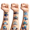 107 PCS Police Car Temporary Tattoos Themed Birthday Party Decorations Favors Supplies Décor Cute Cop Officer Policeman Blue Tattoo Stickers Gifts For Boys Girls Class Prizes Rewards Cartoon Carnival