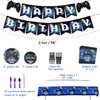 Video Game Party Supplies - Gamer Birthday Decoration Kit for Boys, Including HAPPY BIRTHDAY Banner, Plates, Cups, Napkins, Tableware, Tablecloths, for Kid Birthday Decoration - Serves 20