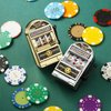 4 Pieces Mini Slot Machine Toy with Reels Slot Machine Bank Slot Machine Cake Topper Las Vegas Theme Party Night Gifts Casino Theme Party Cake Decorations, Golden and Silver