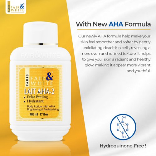 Fair & White Original, AHA Body Lotion – 17.6fl oz / 500ml – Skin Brightening Cream, Lactic Acid Moisturizing Lotion, Even Skin Tone, Helps to Remove Dark Spots