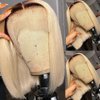 Smavida Glueless Lace Front Wigs Bob Human Hair Wigs Colored Ombre Blonde 13x4 HD Transparent Brazilian Virgin Human Hair 150 Density Pre Plucked with Bleached Knots Lace Frotal Bob Wig for Women