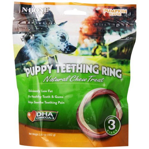 N-Bone 3-Pack Puppy Teething Ring, Pumpkin Flavor