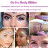 Go Ho Pink Body Glitter Gel,Singer Concerts Pink Face Glitter Makeup,Holographic Chunky Sequins Glitter for Lip/Hair/Nails,Music Gift for Disco Outfit Woman,Festival Rave Accessories,Pink Glitter