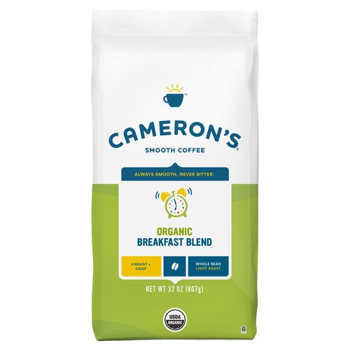 Cameron's Coffee Organic Breakfast Blend Whole Bean Coffee, Light Roast, 100% Arabica, 32-Ounce Bag, (Pack of 1)