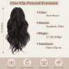 BARSDAR Brown Ponytail Extension, 14 In Claw Clip Short Wavy Ponytail Hair Extensions Thick Soft Synthetic Clip in Pony Tails Hairpieces for Women Girls Daily Party Halloween (Dark Brown)