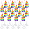 Yinkin 50 Pcs Sand Art Bottle Necklaces DIY Sand Art Craft Kit with 10 Pcs Plastic Mini Funnels Christmas Plastic Bottles for Kids Craft Christmas Party Favors, Sand Not Included (Rocket Style)
