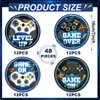 CHUNNIN 48PCS Video Game Party Paper Plates Video Games Themed Birthday Party Supplies for Boys Gamer Kids 7" Blue Gaming Controller Dessert Plates Disposable for Video Game Party Decorations