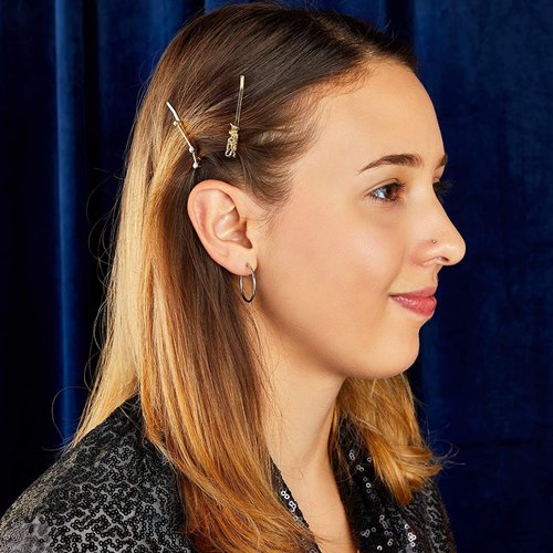 Zodaca Aries Zodiac Hair Pins, Rhinestone Barrettes (Gold, 2 Pack)