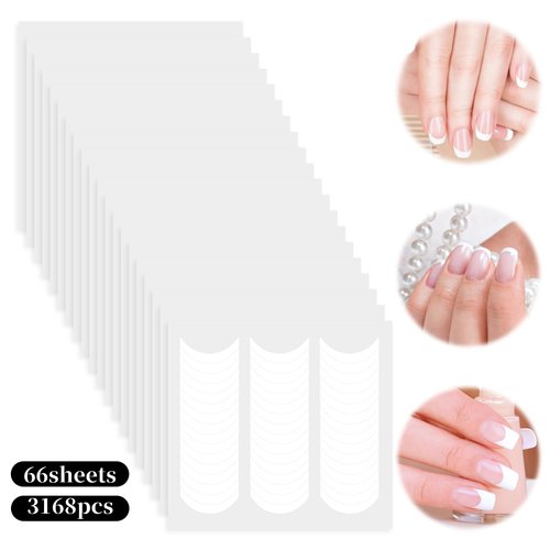 3168 PCS Nail Strips French Manicure Strips French Manicure Kit French Tip Nail Guides French Nail Sticker Nail Stencil Self Adhesive French Tip Tool for DIY Manicure Decorations