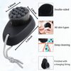 Facial Cleansing Brush 2 in 1 for Face Exfoliation, Beomeen Soft Bamboo Charcoal Microfiber Bristle for Pore Deep Cleansing, Dual Face Silicone Scrubber Brush for Skincare with Lid, Black