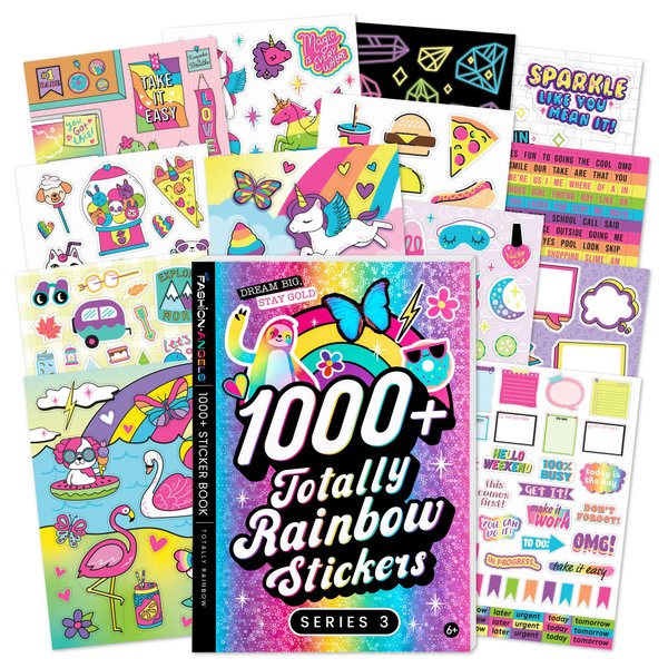 Fashion Angels 1,000+ Totally Rainbow Sticker Book, Includes Fun & Colorful Craft Stickers, Ideal for Accessorizing Kids & Teens Notebooks, Journals & More
