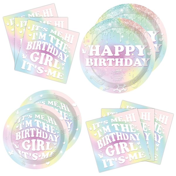 40PCS Its Me Hi Im The Birthday Girl Its Me Plates and Napkins In My Birthday Era Party Disposable Tableware Set Music Birthday party Supplies Girl Happy Birthday Plates Napkins for 10 Guests