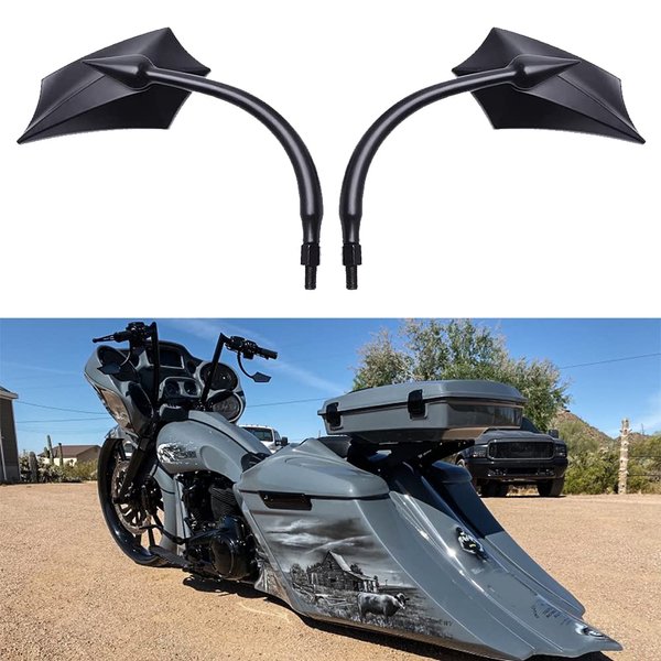 goodfitment - Black Irregular Shape Motorcycle Mirrors,Upgrade Rearview Motorcycle Mirrors With M8 10 Screws Compatible with Harley Yamaha Kawasaki And More