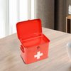 Xbopetda First Aid Kit, First Aid Medicine Supplies Bin - 2-Tier Metal Medicine Storage Tin, Samll First Aid Box with Removable Tray for Home & Workplace Emergency Tool Set - Red