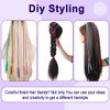 5 Pcs Braid Hair Extensions Baby Braids Front Side Bang Long Braided Ponytail Extension Party Colorful Clip in Hair Extensions 22 Inch Straight Synthetic Hairpieces for Women Kids Girls Halloween Christmas Cosplay (22 Inch-Braided, Dark Blue)