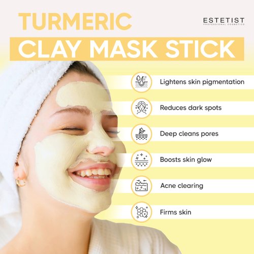 ESTETIST Turmeric Vitamin C Clay Face Mask Stick Set For Dark Spots Oil Control and Balance Facial Mask Deep Pore Cleanser Blackhead Remover Anti-Acne Treatment for All Skin Types Gift Pack of 3