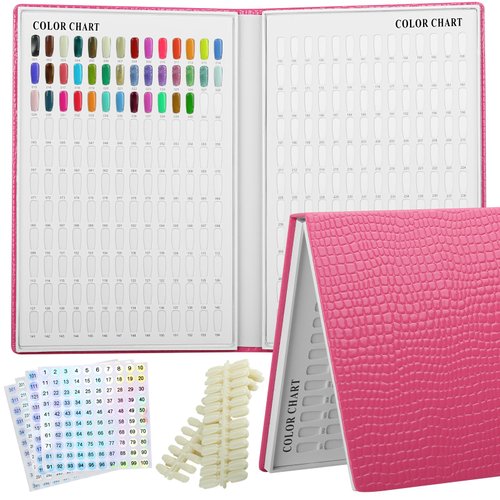 vnjaoi 308 Nail Polish Display Book, Nail Gel Color Display Book, Fake Tips Nails Sample Painting Nail Art Design for Nail Salons, DIY Nail Art at Home (Rose Red)