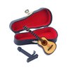 Dselvgvu Wooden Miniature Guitar with Stand and Case Mini Musical Instrument Miniature Dollhouse Model Home Decoration Ornament (3.94"x1.42"x0.59")