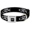 Dog Collar Seatbelt Buckle Plymouth GTX Emblem Black Silver Fade White 11 to 17 Inches 1.0 Inch Wide
