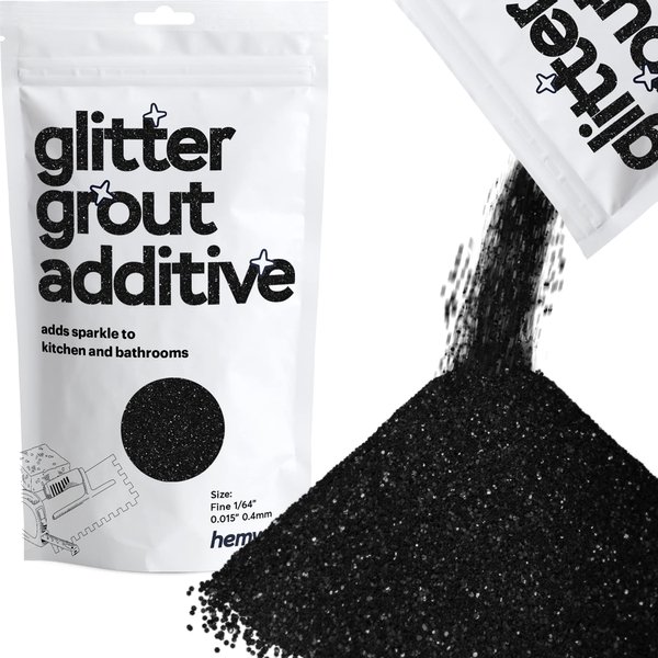 Hemway Glitter Grout Additive add Sparkle to Mosaic Tiles, Bathrooms, Wet Rooms, Kitchens, Tiled Based Rooms and Cement Based Grouts 100g / 3.5oz - Black