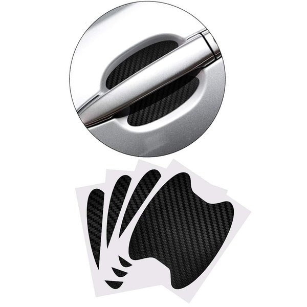 Pincuttee Car Door Handle Scratch Protector 4 Pack,Car Door Handle Protective Films Universal Fit,Door Handle Stickers and Decals Accessories (4 Pack, Black-2)