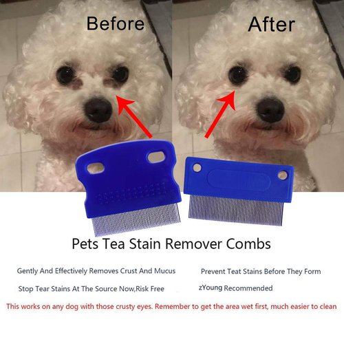 zYoung 2 Pcs Dog Comb, Tear Stain Remover, Dog Eye Stain Remover, Dog Grooming Comb, Comb for Dogs, Gently Removes Mucus and Crust, Tear Stain Remover for Dogs, Pet Tear Stain Remover