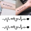 Oottati 2 Sheets Small Tiny Temporary Tattoo Stickers Heartbeat No fear Heart