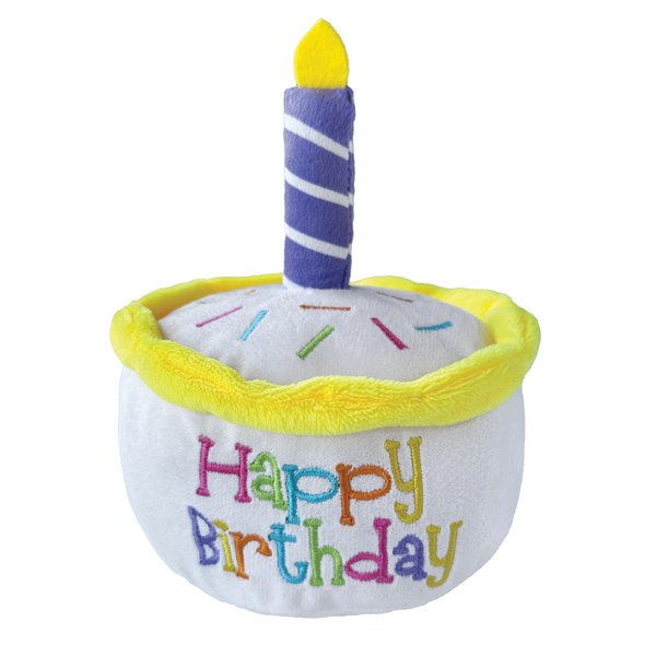 FOUFIT foufouBRAND Unisex Birthday Cake Plush Pet Toy, 6-inch Length, Pet Accessories