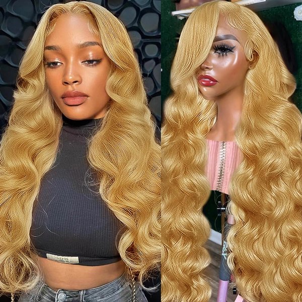 Honey Blonde HD Lace Front Wig Human Hair Pre Plucked 13x4 Body Wave Blonde Lace Front Wigs Human Hair With Baby Hair 180% Density Honey Blonde Wig Human Hair Colored Lace Frontal Wigs 20 Inch