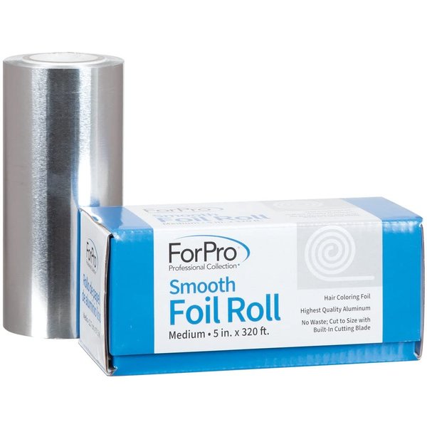 ForPro Professional Collection Smooth Aluminum Foil Roll, 320 Ft Hair Foils for Color Application and Highlighting Services, Silver, Medium, 5" W