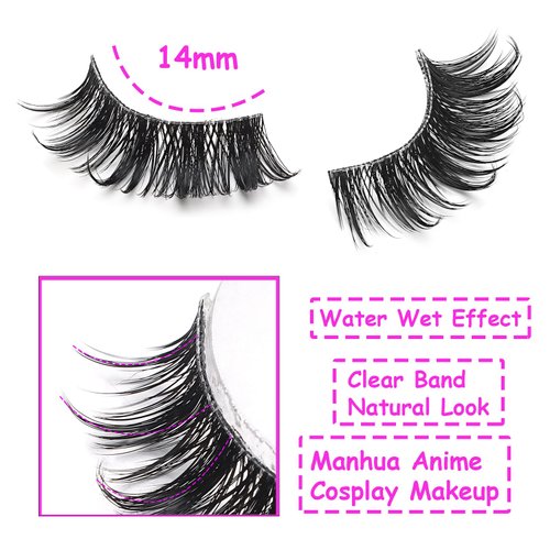 outopen 10 Pairs Half Lashes 3D Multi-Layers Fluffy Cat Eye Lashes Clear Band Natural Look False Eyelashes That Look Like Extensions 15mm Curl Volume Lashes Reusable (WET-02)