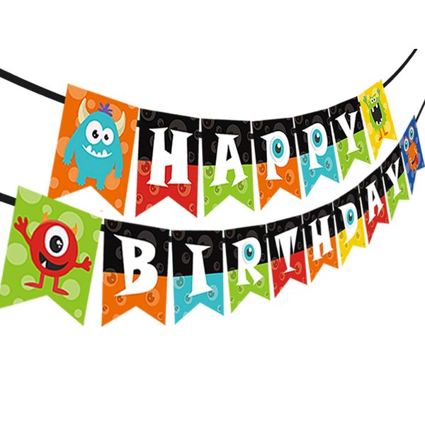 Kreatwow Monster Happy Birthday Banner Monster Bash Party Supplies