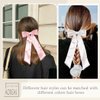 AOREAS 3Pcs Bowknot Hair Bows for Women Soft Silky Stain Bow Hair Clips with Long Tail,Black White Pink Bow Alligator Hair Ribbon Barettes Party Wedding Prom Daily Wearing Hair Accessories