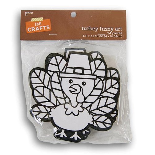 Thanksgiving Turkey Fuzzy Art Craft Kit - 24 Pieces