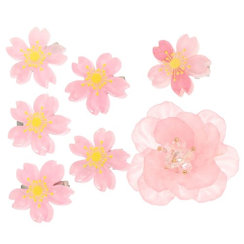 Beatifufu Hair Clips, 7pcs Cherry Blossom &amp; Pink Camellia Flower Hairpins, Hair Barrettes for Wom...