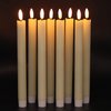 GenSwin Flameless Ivory Taper Candles Flickering with 10-Key Remote, Battery Operated Led Warm 3D Wick Light Window Candles Real Wax Pack of 6, Christmas Home Wedding Decor(0.78 X 9.64 Inch)