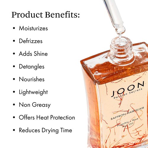 Joon Saffron Hair Elixir Pistachio + Rose Hair Oil, 3.11 Fl. Oz.