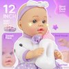 SMILESSKIDDO Baby Doll with Accessories, 12" Dolls Playset with Washable Carrier Bassinet Bed, Bottle, Blanket, and Pillow, Soft Body Baby Dolls for 2 Year Old Girls