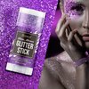 Brzeaf Waterproof Purple Glitter Stick, Shimmery & Long Lasting, Chunky Glitter for Face/Body/Hair/Eyes, Singer Concert Music Rave Festival, Glitter Stick Makeup & Face Glitter Gel for Women Men