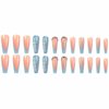 MISUD Long Coffin Press on Nails Ballerina Fake Nails Glossy Glue on Nails Blue French Tip Acrylic Nails Bling Glitter Artificial Nails 3D Rhinestone Stick on False Nails with Gradient Design 24 pcs
