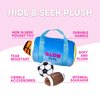 Glow Pups Sports Bag Hide and Seek Dog Toy, 3 Plush Balls with Squeakers, Basketball, Soccer Ball, Football