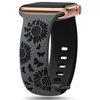 Sunnywoo Floral Engraved Band Compatible with Apple Watch Band 41mm 40mm 38mm 42mm 44mm 45mm 46mm 49mm Women, Sunflower iWatch Bands Soft Silicone Sport Strap for iWatch Series SE 10 9 8 7 6 5 4 3 2 1 Ultra