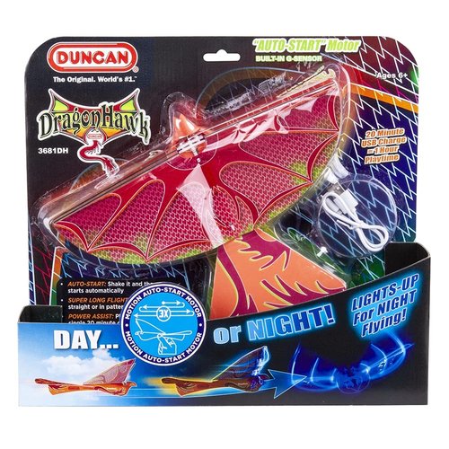 Duncan Toys Dragon Hawk Light-Up Flying Bird - Day/Night Motorized Toy with Shake Auto Start, USB Charger, 2 Flight Positions