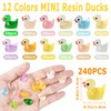 Arcimatto 240 Pack Mini Ducks Tiny Resin Duck Bulk, Decor Duck Figures for Miniature Dollhouse Decor Garden Aquarium Potted Ornament, DIY Charm Crafts Hide and Seek Prank Party Favor Toys Gag Gifts