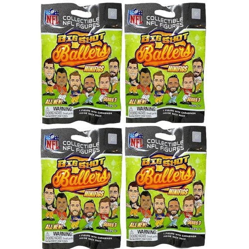 Teenymates Party Animal Big Shot Ballers 2022-23 NFL Series 3 Figures Blind Bags Gift Set Party Bundle - 4 Pack