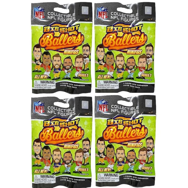 Teenymates Party Animal Big Shot Ballers 2022-23 NFL Series 3 Figures Blind Bags Gift Set Party Bundle - 4 Pack